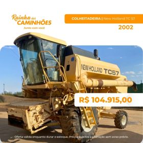 Colheitadeira New Holland TC 57 ANO 2002.