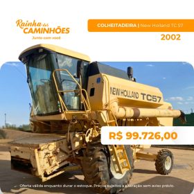 Colheitadeira New Holland TC 57 ANO 2002.