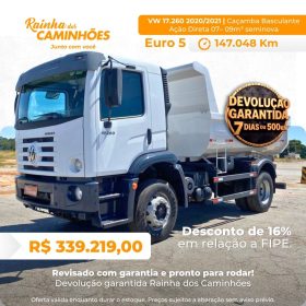 VW 17.260 20/21 com Caçamba Basculante Ação Direta 7–9 m³ Seminova- 147.048 km